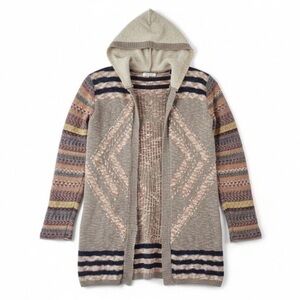 California Moonrise Women’s Striped Knit Multicolored Hooded Cardigan